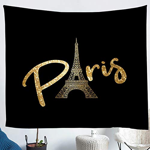 Feelyou Eiffel Tower Wall Hanging Chic Paris Cityscape Printed Tapestry for Boys Girls Children Modern French Style Wall Blanket Gold Black Room Decor Xlarge 70x92 - color: Multi 019, size: 92"L x 70"W