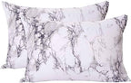 Nanko Marble Pillow Case/Pillow Shams Queen Set of 2, Microfiber Pillow Cases Covers, Soft Comfortable for Home Hotel Bed, Grey White Decorative for Men and Woman, 20 x 30 inch
