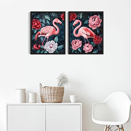 Flamingos William Morris Wall Art Poster Prints, Vintage Flowers Tapestry, Floral Decor for Living Room, Bedroom, Office, Bathroom AA12 (Flamingos, 18 x 24 inches (2 Panels), Unframed) - color: Flamingos, size: 18 x 24 inches (2 Panels)