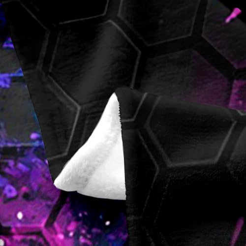 Motorcycle Fleece Throw Blanket Soft Cozy Geometric Honeycomb Flannel Blanket for Kids Women Adults Motocross Rider Plush Blankets for Sofa Bed Couch(60x80 Inches) - color: Black Purple, size: Twin