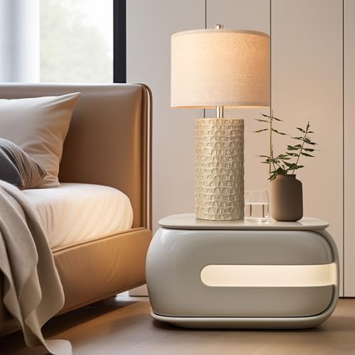 PARTPHONER 23" Modern Ceramic Table Lamp Set of 2, Table Lamps for Living Room, Rustic Farmhouse Bedside Lamps Nightstand lamp for Bedroom, Desk Lamp for End Table Home Decor Beige - color: Beige