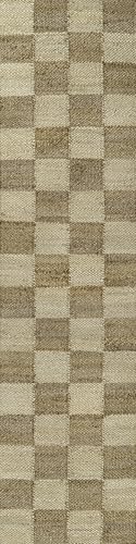 JONATHAN Y Theo Woven Jute Checkerboard Natural/Bleach Runner Rug, 2x10, Modern, Farmhouse, Rustic, Lodge, Easy-Cleaning for Living Room, Bedroom, Kitchen, Non-Shedding (NRF203C-210) - color: Natural/Bleach, size: 2' x 10' (Runner)
