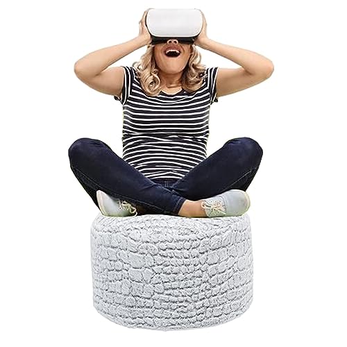 Asuprui Pouf Ottoman Unstuffed Floor Poof Seat Pouf Ottoman Foot Rest Soft Foot Stool 20x20x12 Inches Fuzzy Chair Floor Chair Foot Rest with Storage for Living Room Bedroom Snow Gray - color: Snow Gray