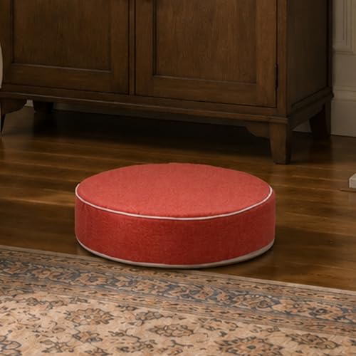 Round Floor Cushions - 20" x 6" Indoor-Outdoor Flexible Seating for Home Decor, Picnics, Yoga Studios & Meditation Spaces Modern Foam-Filled Meditation Cushion (1, Orange, 20x20x6 Inches) - color: Orange