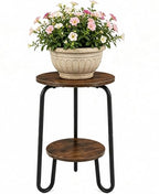 TREEZITEK 2 Tier Plant Table,Plant Stand Indoor Round Flower Pot Stand,17.8 Inch Tall Corner Plant Holder for Living Room, Balcony,Small Side Table for Coffee and The Remote