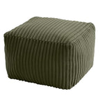 MeMoreCool Square Stuffed Pouf Ottoman Foot Rest, Stripe Furry Floor Pouf Foot Stool with Foam Chunk Filling, Soft Fluffy Stuffed Ottoman Footrest for Living Room, Faux Fur Green - color: Ribbed Green