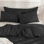 JELLYMONI Pillowcases Standard Size Black 2 Pack Boho Plaid Bed Pillow Covers 20x26in Polyester Envelope Pillow Shams Tufted Bohemian Textured (Pillows are not Included) - color: 07 - Black - Grid, size: 26" x 20" (Pack of 2)