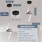 ADISUN Modern LED Pendant Light, Spiral Pendant Lights Kitchen Island, 4500K Neutral Light, Adjustable Height, Pendant Light Fixtures for Living Room Bedroom Hanging Light(Black) - color: Black-Neutral