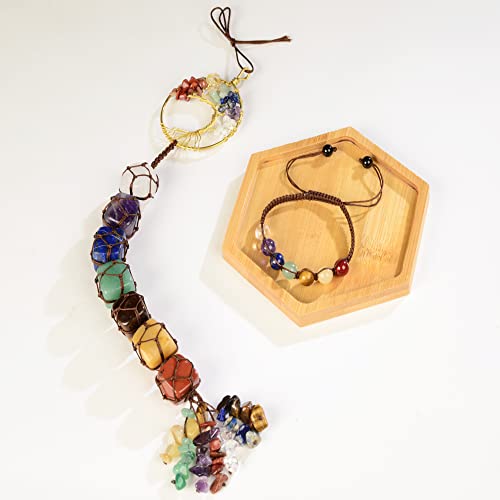 Handmade Crystal Window Car Hanging Ornaments 7 Chakra Home Decoration Feng Shui Ornament Yoga Meditation Car Decoration Tumbled Palm Stones Christmas Decorations Ornaments (Style 6) - color: A-style 18