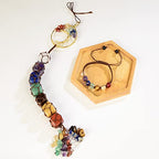 1 Set of Tree of Life Ornament and 7 Chakra Bracelet Healing Crystals Feng Shui Hanging Ornament 7 Chakra Wall Ornament