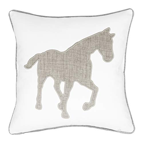 Animal Cotton Throw Pillow Covers Horse Pattren Embroidered 18x18 Inches for Couch Cushions Covers (White) … - color: Horse-white