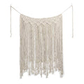 Macrame Wall Hanging Tapestry Beige Long Fringe Tassel Garland Banner Shabby Chic Bohemian Woven Tapestry Wall Decor for Dorm Living Room Bedroom Baby Nursery Art Party Wedding Backdrop Decoration