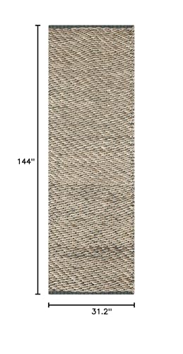 SAFAVIEH Natural Fiber Collection Runner Rug - 2'6" x 12', Blue & Natural, Handmade Jute, Ideal for High Traffic Areas in Living Room, Bedroom (NF454A)
