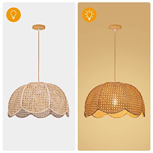 Arturesthome Indoor Hanging Ceiling Light Fixture, Hand Woven Vintage Lotus Flower Pendant Lamp Chandelier for Kitchen Living Room Bedroom D 15.7″*9.8″ - size: 15.7″ * 9.8″
