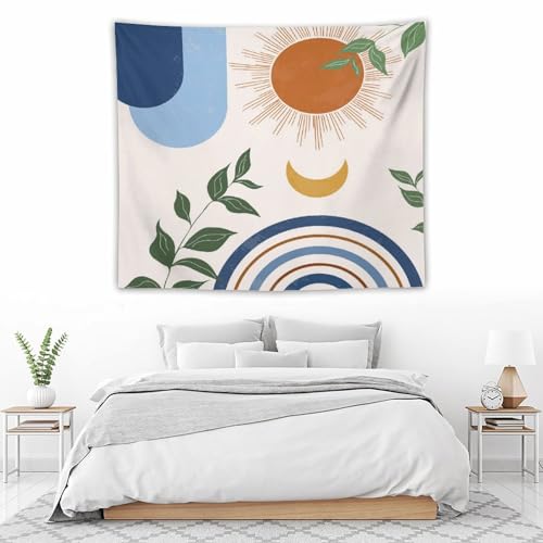 Boho Leaf Tapestry,Blue Spring Summer Palm Leaf Sun Abstract Modern Minimalism Wall Hanging Neutral Home Decor Art for Living Room Bedroom Dorm 40"x30" - color: Boho Leaf-14, size: W40xL30in