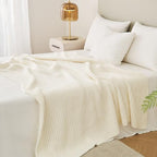 WESHIONGOO Throw Blanket for Couch Soft Knit Throw Blanket with Chenille Yarn Non-Shedding, Chenille Blanket for Living Room Bed Sofa (Cream White, 50"*60") - color: Cream White