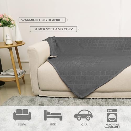 fuguitex Waterproof Dog Blanket Bed Cover Dog Crystal Velvet Moroccan Fuzzy Cozy Plush Pet Blanket Throw Blanket for Couch Sofa(82 * 82 inch, Dark Grey+Grey) - color: Darkgrey+grey, size: 82x82 Inch (Pack of 1)