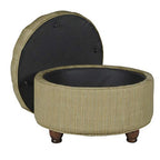 HomePop 25" Button Tufted Round Storage Ottoman - Tan & Cream Tweed - color: Tan and Cream Tweed
