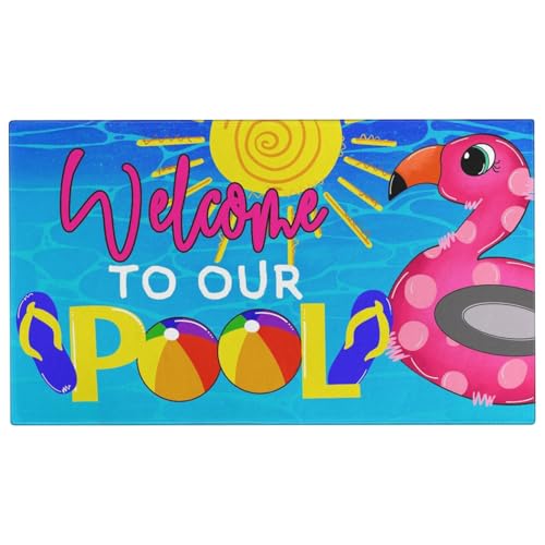 Summer Door Mat,Welcome to Our Pool Flamingo Indoor Outdoor Non-Slip Mat,Entryway Front Porch Farmhouse Summer Door Rug for Entrance Decor 30" x 17" - color: 2026 Spring Summer 7