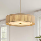 VONLUCE 20" Boho Rattan Chandelier, 4-Light Drum Chandelier with 2-Tier Woven Lampshade, Rattan Ceiling Light for Dining Room Bedroom Living Room with E26 Sockets, Nickel Finish, ETL Certified - color: Nickel, size: 20inch