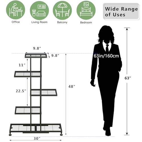 Twhep 5-Tier Iron Plant Stand - Modern Multi-Functional Shelf for Balcony & Garden - color: black-5 Tier 11 Potted