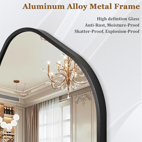 Black Irregular Bathroom Mirror for Wall, 18X26 Inch Asymmetrical Metal Framed Mirrors Aluminum Alloy Frame Wall Decor for Bathroom Bedroom Living Room Cloakroom Entryway - color: Black-irregular 6(26"x18")
