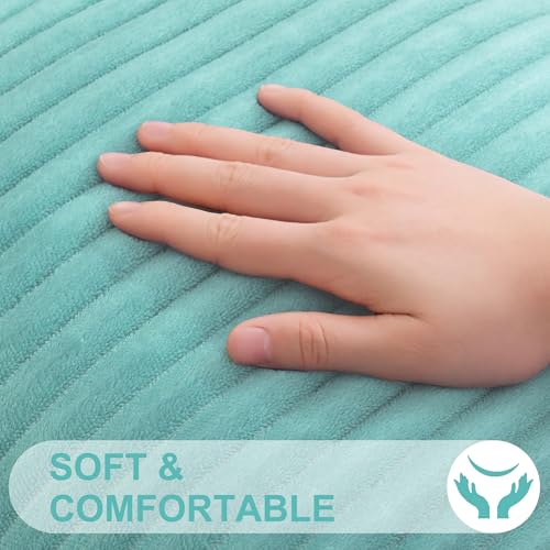 Simmore Decorative Throw Pillow Covers 16x16 Set of 2, Soft Plush Flannel Double-Sided Fluffy Couch Pillow Covers for Sofa Living Room, Aqua Haze - color: Aqua, size: 16" x 16" (Pack of 2)