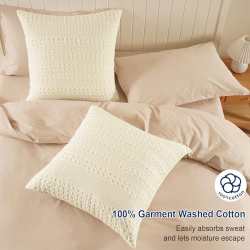 PHF Waffle Weave Pillow Covers 24" x 24", 2 Pack 100% Cotton Square Pillow Shell for Bedding Decor, No Insert, Luxury Aesthetic Soft Cushion Cases for Bedroom Decor, Cannoli Cream - color: Cannoli Cream, size: 24" x 24" (Pack of 2)