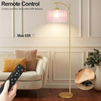 QIYIZM Pink Floor Lamp for Living Room,Bedroom,Gold Dimmable Standing Lamp with Remote,Mid Century Modern Brass Tall Lamp Boho Floor Lamps Arc Stained Glass Flower Floor Light Lamp Girls kids Bohemian - size: 33-Floor Lamp