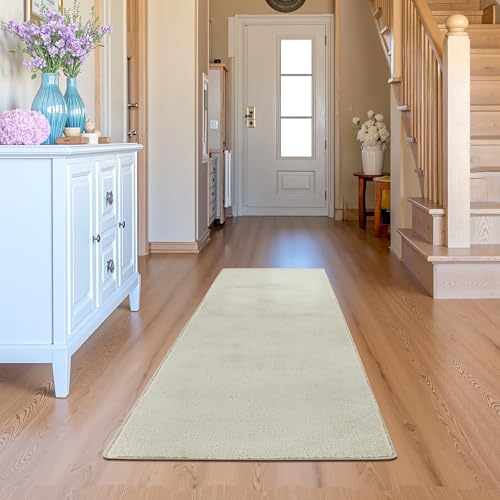 jinchan Solid Plush Runner Rug 2x5 Performance Shaggy Washable Hallway Rug Soft Modern Faux Wool Cozy Non Slip Carpet for Bedroom Laundry Room Living Room Kids Nursery Ivory - color: Solid Ivory, size: 2' x 5' (Runner)