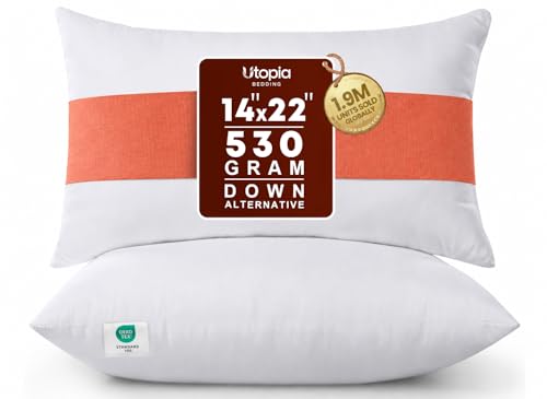 Utopia Bedding 14x22 Pillow Inserts, Set of 2, White – Indoor Decorative Throw Pillows for Bed, Sofa & Couch – Soft, Supportive & Fluffy Cushion Inserts - color: White, size: 14x22 Inch
