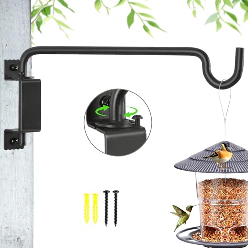 AILIN YELOKIE 12" 360° Swivel Plant Hanger - Heavy Duty Solid Steel Wall Hook, 12-Directional Adjustable for Bird Feeders, Outdoor/Indoor Plants, Garden & Patio - color: Black, size: 12in-1-U-Swivel