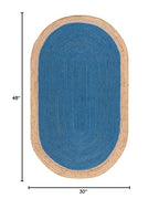 SAFAVIEH Natural Fiber Collection Area Rug - 2'6" x 4' Oval, Royal Blue & Natural Brown, Handmade Jute, Braided Border Design (NF801D) - color: Royal Blue/Natural, size: 2'6" x 4' (Oval)