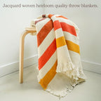 Canyon Glow Striped Afghan Throw Blanket | Thick & Cozy | Cotton USA Made (73x48) - color: Canyon Glow