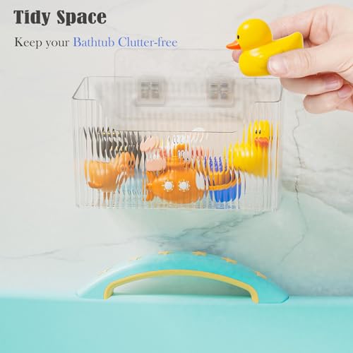Lae Nuvole Set Of 2 Cabinet Door Organizer Wall Mounted Shower Basket, Shower Caddy Stackable Plastic Adhesive Organizer for Bathroom, Kitchen, Cabinet, Pantry, Makeup, BPA Free, Clear - color: Clear