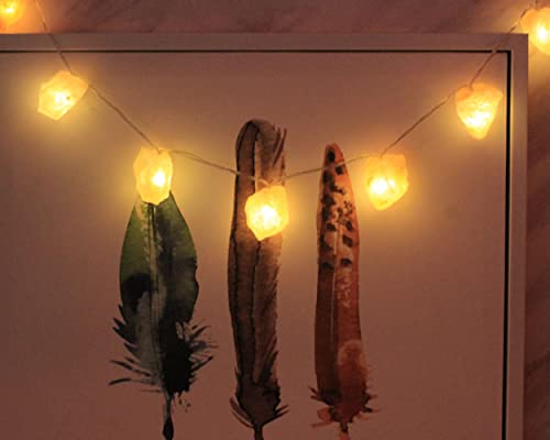 Fantasee Himalayan Salt String Light, Natural Hand Carved Salt Crystal Light Release Negative Ions for Bedroom, Living Room, Office, Home Deco, Yoga, Night Light, Gift (11.5ft 20led) - size: 11.5ft 20led