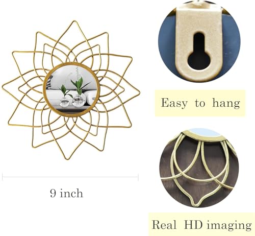 Champagne Gold Round Mirrors for Wall Pack of 3 - | 9 inch Decorative Mirrors for Valentine Wall Decor& Vintage Room Decor | Circle Mirror Modern Valentine Gifts for Women & Moms - color: Golden- B