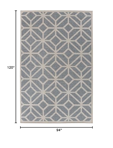 Rugshop Blue Contemporary Geometric Indoor/Outdoor Area Rug — Hose Washable for Living Room, Dining Room and Office, 7'10" x 10' - size: 7'10" x 10' (Rectangular)