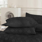 JELLYMONI Pillowcases Standard Size Black 2 Pack Boho Plaid Bed Pillow Covers 20x26in Polyester Envelope Pillow Shams Tufted Bohemian Textured (Pillows are not Included) - color: 07 - Black - Grid, size: 26" x 20" (Pack of 2)