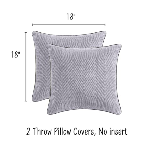 Mantle & Mason Boho Throw Pillow Cover 18x18 Set of 2 Decorative Couch Pillow Case Sofa Bed Chair Living Room Modern Farmhouse Scandi Chenille Chevron Pattern Home Decor Cushion Cover Gray - color: Chevron Grey, size: 18" x 18" (Pack of 2)
