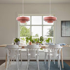Hanging Lamp Pink Plug in Pendant Light Mid Century Modern Pendant Lamp Fixtures Nordic Hanging Light Style Pendant Lighting Metal Shade for Living Room Dining Room Bedroom Kitchen Island - color: Standard-Pink (13.5in)