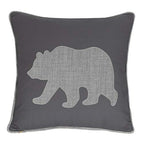Bear Pillow Covers Decorative Cotton Linen Embroidered Cushions Covers 18x18 Inches (Grey) - color: Bear-grey