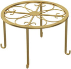 Hewnda 1Pack Metal potted plant stand, rust-proof iron flower pot stand, heavy duty pot stand for indoor patio (Gold)