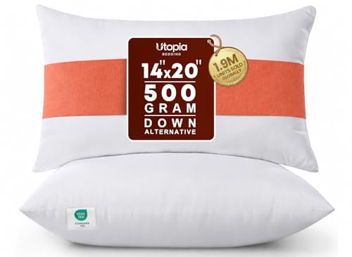Utopia Bedding 14x20 Pillow Inserts, Set of 2, White – Indoor Decorative Throw Pillows for Bed, Sofa & Couch – Soft, Supportive & Fluffy Cushion Inserts - color: White, size: 14x20 Inch