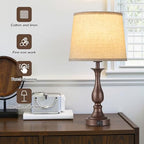 Bedside Table Lamp Touch Control Bedroom Lamps with USB A + C Charging Port 3 Way Dimmable Touch Lamps for Nightstand Living Room Bedroom Dorm Home Office Reading, Set of 2 (Beige Shade & Brown Base) - color: Beige Shade & Brown Base