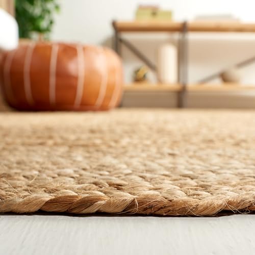 SAFAVIEH Natural Fiber Collection Area Rug - 2'6" x 4' Oval, Natural Brown, Handmade Jute, Braided Border Design (NF801N) - color: Natural, size: 2'6" x 4' (Oval)