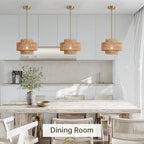 12.4” Boho Rattan Chandelier Light Fixture, 1-Light Hand Woven Pendant Light Fixture Farmhouse Rustic Hanging Lamp for Kitchen Island Bedroom, Dining Room, Living Room, Entryway, Foyer - color: Brown, size: 12.4" 1-Light