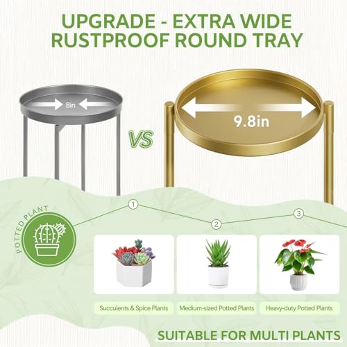iDavosic.ly 5 Tier Large Plant Stand Indoor, 10 Inch Wide Tall Corner Metal Plant Stands Outdoor for Multiple Plants, Folding Tiered Flower Display Holder Rack Shelf, Gold - color: Gold, size: 5 Tiers