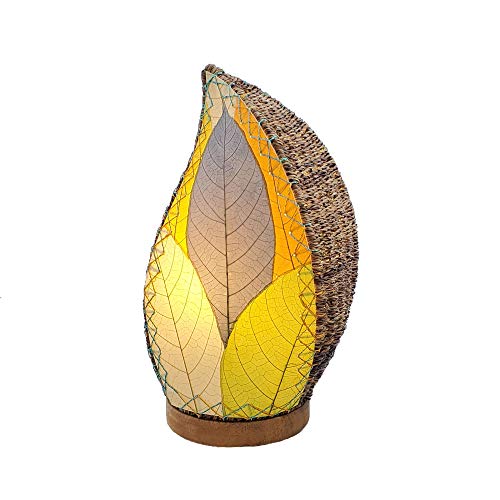 Eangee Home Design Leaflet Table Lamp Multi Shade Made of Real Cocoa Leaves 5 Inches Length x 7 Inches Width x 14 Inches Height (647 t m) - color: Multicolor