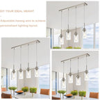 4-Lights Pendant Light Fixtures, Modern Brushed Nickel Kitchen Island Lighting with Clear Glass Shade, Adjustable Hanging Ceiling Lamp - color: Brushed Nickel, size: 4-Light